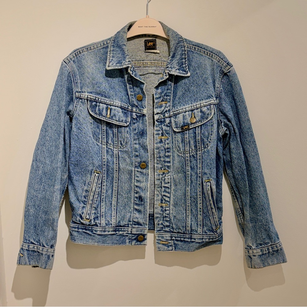 Vintage Lee Acid Wash Denim Trucker Jacket 34R 80s Cotton